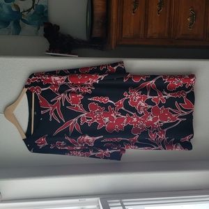 Ralph Lauren Red, Black, and White Flower Work Dress